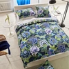 Image de Housse De Couette Imprimée En Percale De Coton, Rose De Damas - 260 X 240 Cm - Bleu Indigo