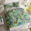 Image de Housse De Couette Imprimée En Percale De Coton, Rose De Damas - 260 X 240 Cm - Vert Jade