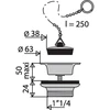 Image de Bonde De Lavabo Laiton Avec Bouchon Noir D40 Chromé Valentin 00 115300 000 00