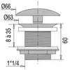 Image de Bonde De Lavabo Champignon Laiton Chromée H60 33x42 Valentin 00 122500 000 00