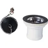 Image de Bonde à Bouchon pour Évier - Wirquin - 50mm - Inox 18/8 - Bouchon Noir - Grille Ø70mm