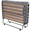 Image de Lit pliant 120 cm luxe - lit d’appoint ou régulier adulte, mousse confort, structure acier renforcé, pliable compact avec roulettes