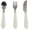 Image de Set De 3 Couverts D'apprentissage Inox Vert De Gris 10,5 Cm Beaba