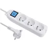Image de ELECTRALINE Bloc 3x2P fiche plate avec interrupteur 3G1 - 1.5 m - Blanc