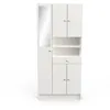 Image de Colonne De Salle De Bain - 5 Portes - 1 Tiroir - Miroir - Blanc Mat - L82 X P32 X H180 Cm -