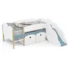 Image de Demeyere Lit Toboggan - 90 X 200 Cm - Sommier A Lattes - 2 Tirroirs - Décor Blanc Et Bleu Orage