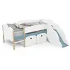 Image de Lit toboggan enfant demeyere 90x200 cm blanc et bleu orage avec 2 tiroirs 14154