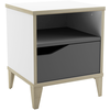 Image de Table De Chevet 1 Tiroir - Genius - Blanc Et Gris - 36,8 X 43,8 X 33 Cm - Demeyere