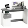 Image de Bureau Droit - Blanc Et Gris - Contemporain - L 121,5 X H 109,7 X P 55,1 Cm - 1 Porte 1 Tiroir - Platon