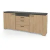 Image de Enfilade AUSTIN - 2 portes + 3 tiroirs - Décor chêne Hamilton et Sidewalk - L 2038 x P 42 x H 878 cm - DEMEYERE