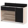 Image de Buffet bas mike decor chene brut et noir 1 porte 1 tiroir 2 niches 123 cm 250223