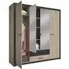 Image de Armoire - Décor Chene Et Noir - 4 Portes Battantes - 2 Tiroirs - Miroirs - L 198 X H 203,1 X 56,6 Cm - Colorado - Made I