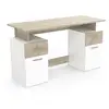 Image de Bureau Avec Rangements - Platon - Chene / Blanc Mat - L134,8 X P55 X H76,4 Cm - Demeyre