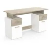 Image de Bureau avec rangements - PLATON - Chêne / blanc mat - L1348 x P55 x H764 cm - DEMEYRE