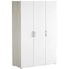 Image de Armoire Noni est fabriquée en panneaux de particules mélaminés en blanc mat et décor chêne Shannon. Le dos de larmoire est en po...
