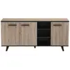 Image de Buffet Bas - Décor Chene Brossé Et Noir Mat - Contemporain - Wayne - L 160,7 Cm