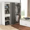 Image de Dressing ouvert avec rideau extensible blanc DR122 - Blanc - Fabriqué en France - Terre de Nuit