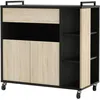 Image de DEMEYERE Desserte micro-ondes - 2 portes/4 niches/1 tablette - Chêne et noir - L 784 x P 396 x H 79 cm - INDUS