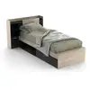 Image de Lit Enfant Life - 90x190/200 - Rangements - Décor Chene Et Noir - Fabriqué En France