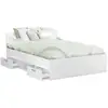 Image de Lit Adulte Michigan - 140 X 190 Cm - Multiples Rangements - Blanc