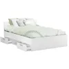 Image de Demeyere Lit adulte MICHIGAN - 140 x 190 cm - Multiples rangements - Blanc