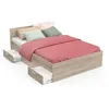Image de Lit Adulte - Michigan - 140 X 200 Cm - 2 Tiroirs / 1 Niche - Chene Kronberg -