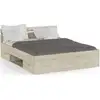 Image de Lit adulte michigan - 160 x 200 cm - mulitiples rangements - chene brossé 471729