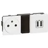 Image de Prise de courant + chargeur USB - Legrand - Mosaic - 2 ports USB - 16A - Blanc