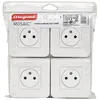 Image de Lot de 4 prises de courant Surface Mosaic blanc complet avec plaque LEGRAND