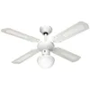 Image de Ventilateur de plafond réversible FARELEK BALI - Ø 107 cm 4 pales blanches / cannées blanches + éclairage - 112420