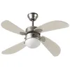 Image de FARELEK - BERMUDES Ø 107 cm - Ventilateur de plafond réversible 4 pales chêne clair + éclairage 1 globe 60W E27 - 112423