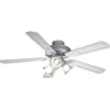 Image de Ventilateur de plafond réversible FARELEK BALEARES - Ø 132 cm 5 pales blanches / cannées blanches + éclairage