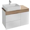 Image de Meuble salle de bain suspendu Sully 83cm - Vasque à poser à gauche - JACOB DELAFON - Blanc/Chêne Québec