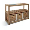 Image de Table de jardinage - JARDIPOLYS - CHOKO - Dimensions L 129 x P 45 x H 90 cm - Couleur Marron - Bac en Zinc