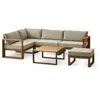 Image de Salon de jardin dangle modulable LEVATA OTTOMAN - Bois dacacia FSC - 6 personnes - Gris de lin + Housse incluse