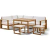 Image de Salon de jardin dangle modulable LEVATA DINING - Bois dacacia FSC - 7 personnes - Blanc cassé + Housse incluse