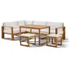 Image de Salon de jardin d'angle modulable - bois d'acacia - 6 personnes - levata dining - blanc cassé + housse