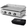 Image de Plancha gaz inox Silvia IIG Evo 3 feux   BRASERO BY FAVEX - 795 kW   Plaque inox 67 x 34 cm   Housse incluse