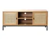 Image de CALICOSY - Meuble TV 2 Portes avec Cannage Rotin et 2 Niches L120cm - JAYA - Bois clair