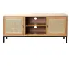 Image de Meuble tv 2 portes avec cannage rotin et 2 niches l120cm - jaya
