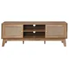 Image de CALICOSY - Meuble TV 2 Portes en Cannage Rotin L140 cm - PALMO - Bois clair