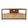 Image de CALICOSY - Meuble TV dAngle 1 Porte avec Cannage Rotin L100 cm - JAYA - Bois clair
