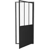 Image de Porte de douche pivotante 90x200 - Style industriel - Verre transparent - Noir mat - Aluminium - Réversible