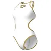 Image de Maillot de bain 1 pièce femme Arena Biglogo - white/gold