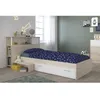 Image de PARISOT Ensemble lit + tête de lit avec rangement - Style contemporain - Décor acacia clair et blanc - CHARLEMAGNE