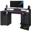 Image de Bureau Gaming Led Droit - Noir - L 152 X P 61,5 X H 86,7 Cm - Grande Zone De Jeu - Gaming
