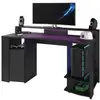Image de Bureau gaming led droit - noir - l 152 x p 61,5 x h 86,7 cm - grande zone de jeu - gaming 6940STAT