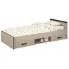 Image de Lit enfant zodiac - 90x200 cm - panneaux de particules - décor chene et noir - rangement 2078L2TI
