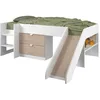 Image de PARISOT SLIDE - Lit toboggan enfant - Décor Blanc et Chêne Jackson - Sommier inclus - 90 x 200 cm