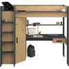 Image de Lit combiné mezzanine enfant PARISOT HIGH - Chêne et gris - Sommier inclus - 90 x 200 cm